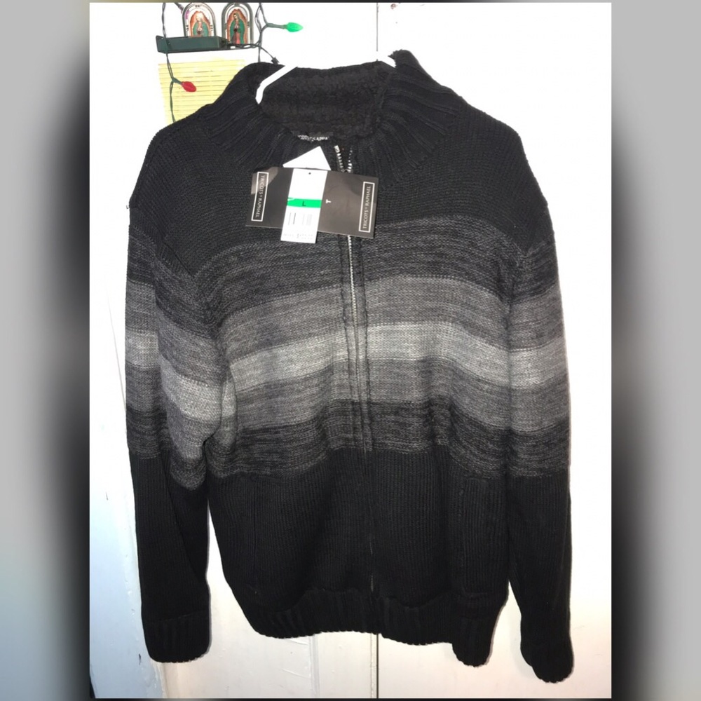 Men's Black Striped Sweater Jacket